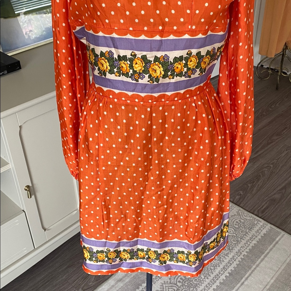 Vintage 1960s Orange Silk Mini Dress - Picture 4 of 15